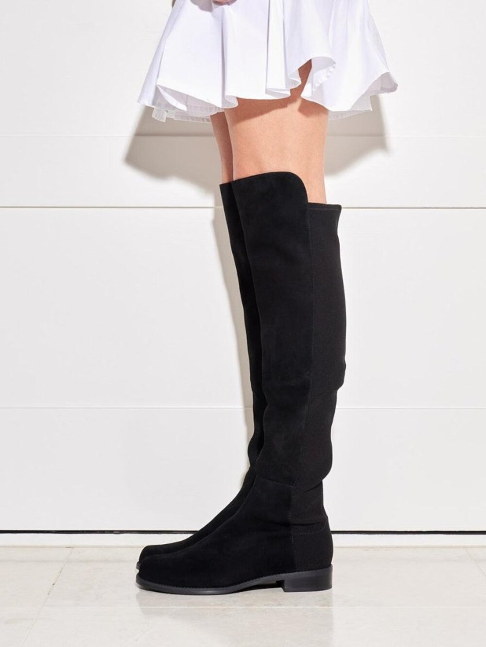 Stuart Weitzman iconic 5050 Over-the-Knee Boots in black suede, size 8